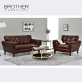 Salón muebles de lujo alemania estilo marrón relajarse cuero sofá 3 asientos